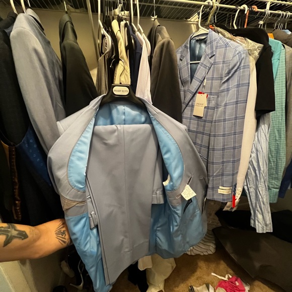 2 piece Sharp Suit,baby blue with light grey hue & baby blue inside jacket lapel - Picture 7 of 12